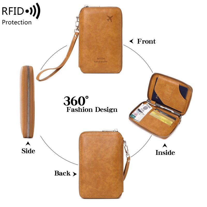 Porta-passaporte RFID minimalista e moderno multifuncional couro PU acessório de viagem porta-passaporte porta-carteira unissex