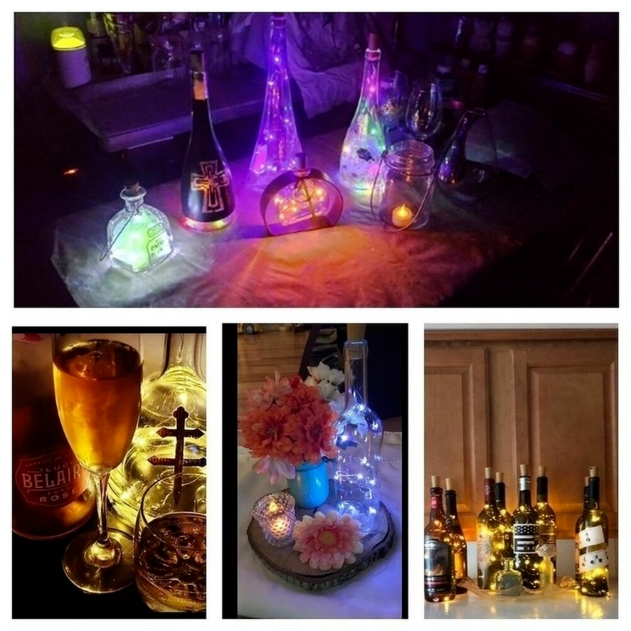 PwwQmm-luz LED para botella de corcho alimentada por batería, barra de luz de 3m para fiesta de cumpleaños, tapón para botella de vino, barra de luz (sin batería)