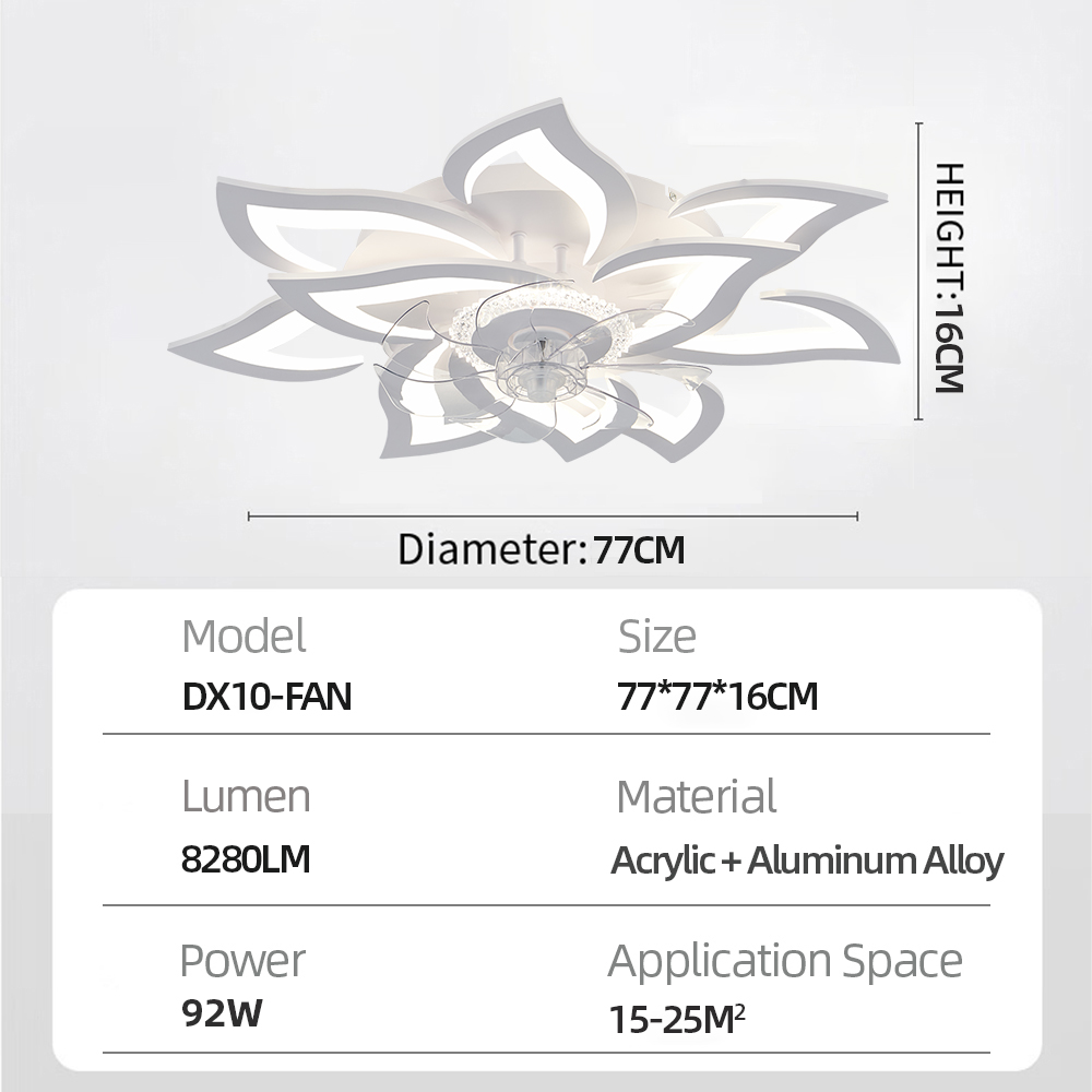 Iralaner Decken ventilator mit Lichtern moderne Blume Unterputz-Decken ventilator für Wohnzimmer, Schlafzimmer, Innen