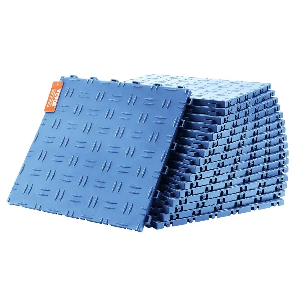 Interlocking Garage Floor Tiles 12x12x0.53in 25Pack NonSlip DoubleSided Texture for Garage Basement Repair Shop Blue