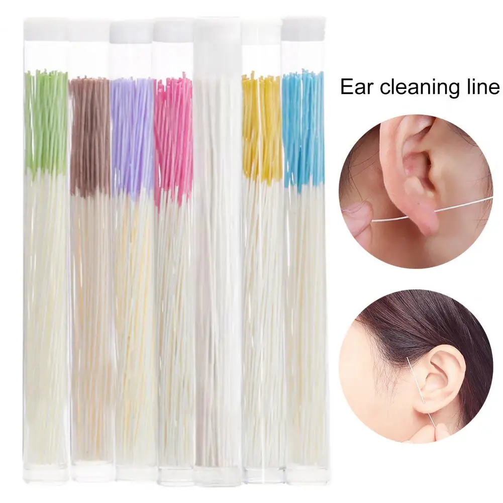 Professional ปลอดภัยผู้ใหญ่หูทําความสะอาดไหมขัดฟันที่มีสีสันเจาะ Aftercare ต่างหู Floss เครื่องมือความงาม