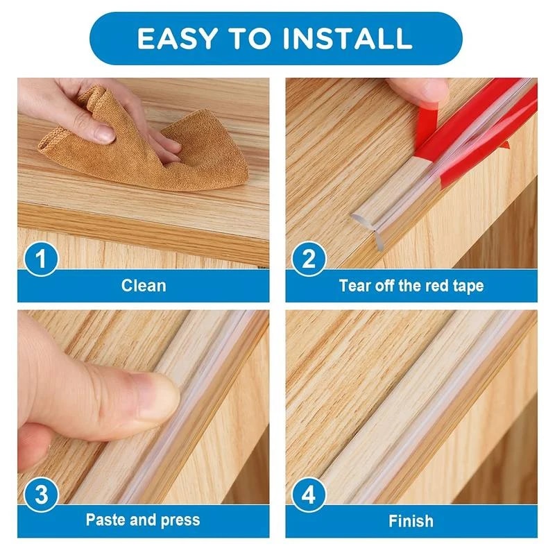 2M Transparent Bumper Strip Coffee Table Corner Protective Pad Transparent Household Corner Edge Protectors