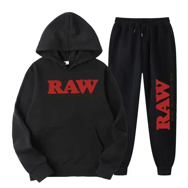2024 Herren-Set RAW Trainingsanzug Herren Running Hoodie Jogginghose Herren-Set 2-teiliges Set Herren-Outfits Herbst Winter warme Sweatsuits