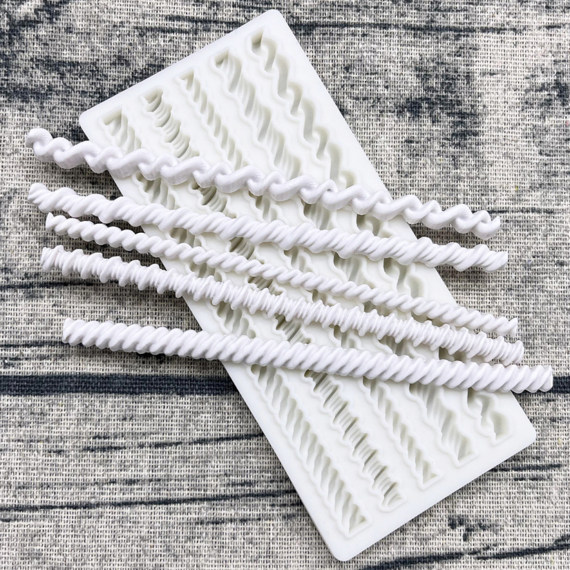 Cuerda de perlas, flor ondulada, forma de piedras preciosas, encaje lateral de pastel, molde de sugarcraft de silicona, herramientas de decoración de tortas con fondant