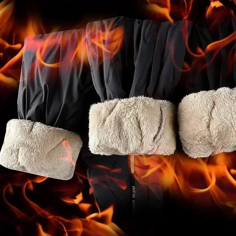 Baumwollhosen für Herren, Winter, Lammwolle, gepolstert, verdickt, warm, für Herren, Hunderte von großen, winddichten Daunen-Baumwollhosen für Herren
