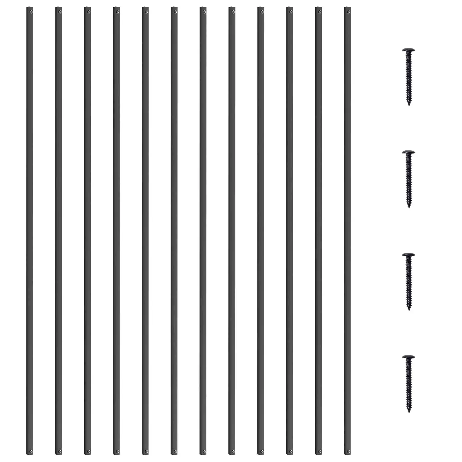 Staircase Metal Balusters, 44'' x 0.5'' Square Aluminum Alloy Decorative Banister Spindles, 31 Pack Deck Baluster with Screws