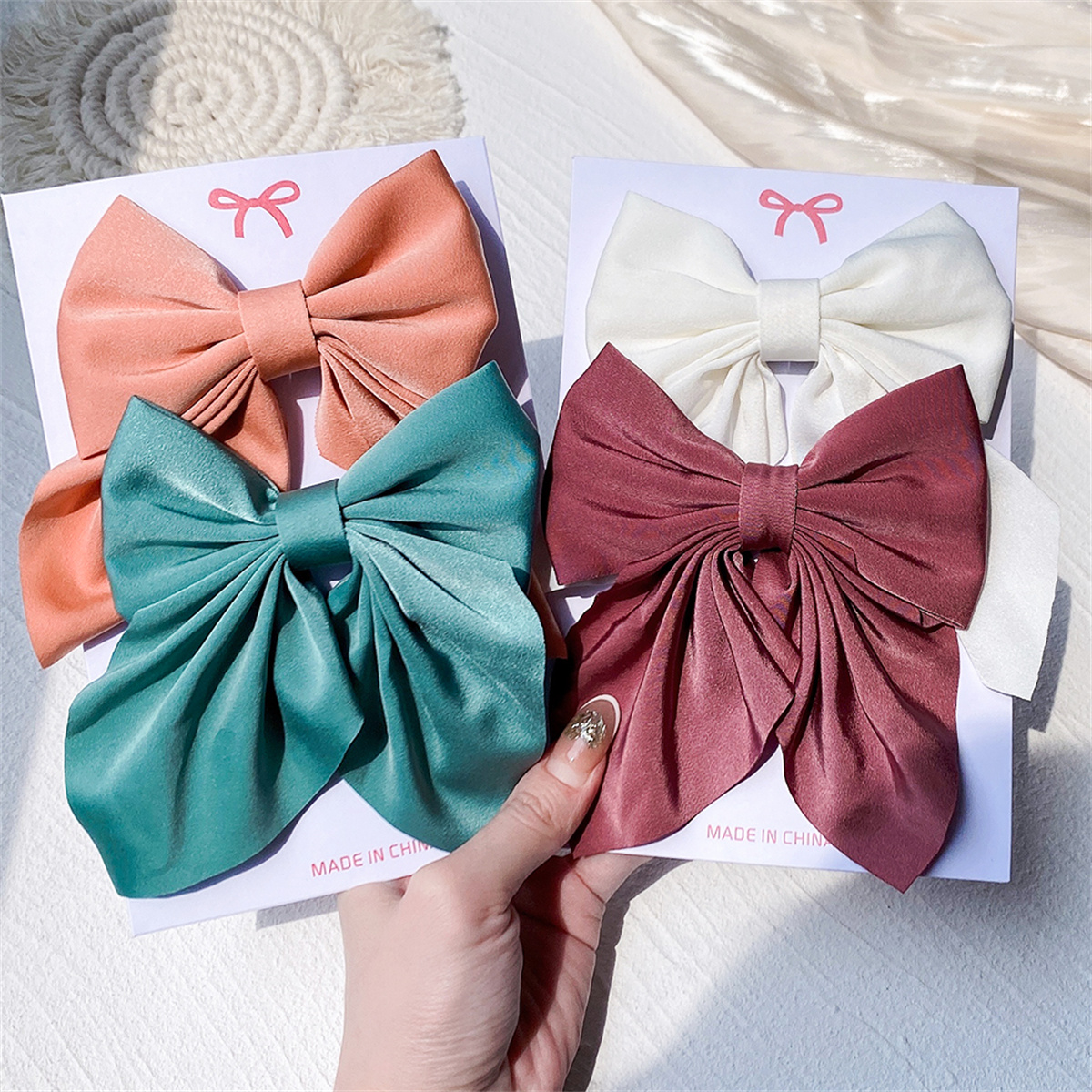 2 ชิ้น/เซ็ตสาวหวานพิมพ์ Bows คลิปผม Hairpins ริบบิ้น Barrettes Duckbill คลิป Headwear หญิงฤดูร้อนอุปกรณ์เสริมผม