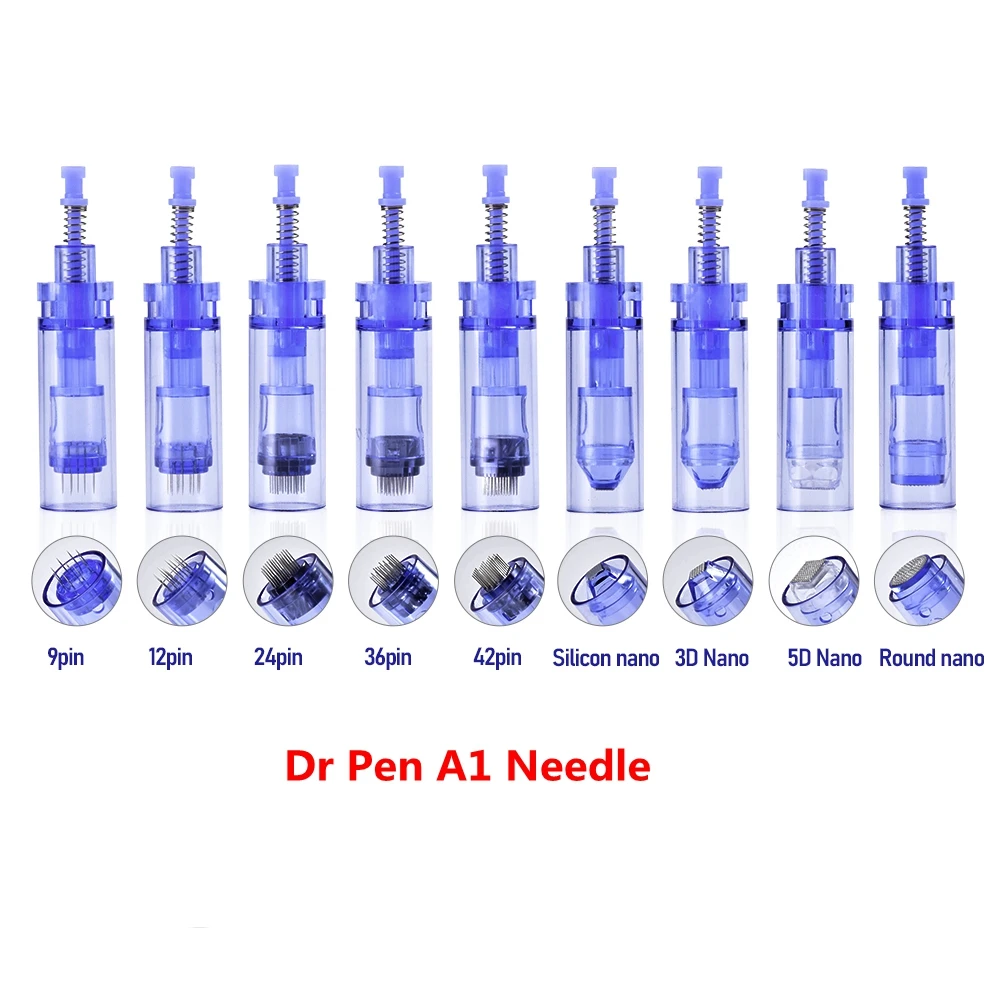 10 Chiếc Dr Bút A1 Thay Thế Kim Hộp Mực 9/12 /24/36/42 Chân Nano Derma Bút Kim Microneedling Hình Xăm kim Đầu