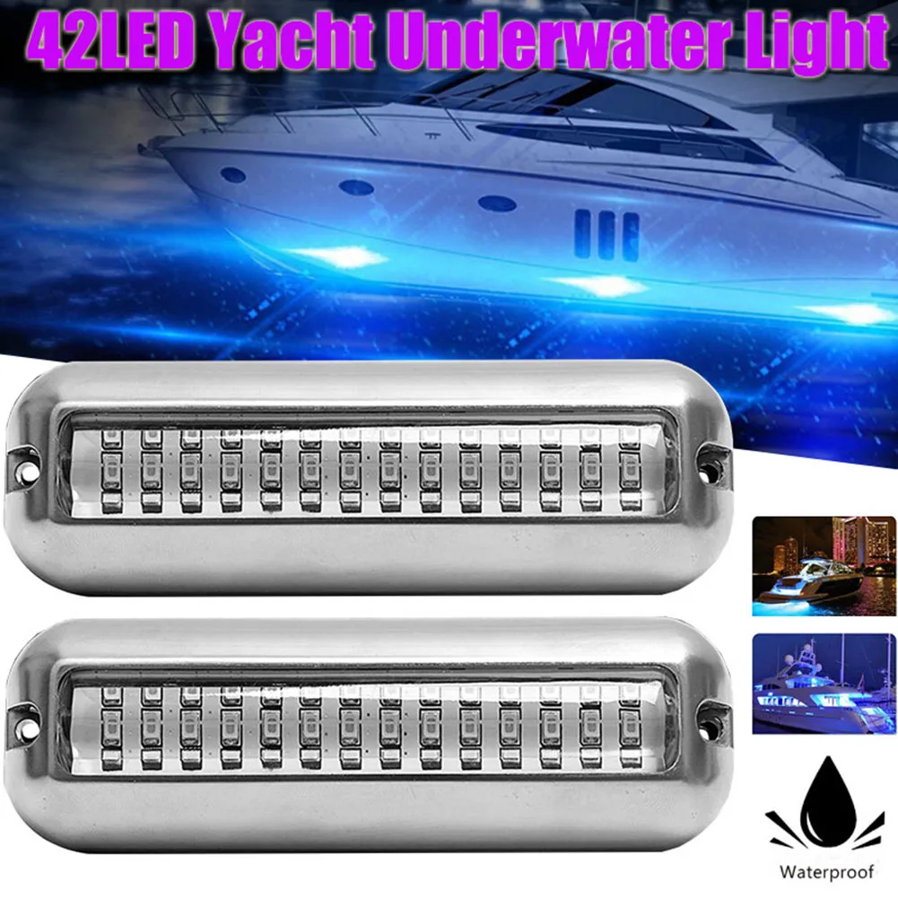 1/2Pcs 12/42LED Yacht Unterwasser Licht Edelstahl Marine Navigation Licht IP68Waterproof Marine Boot Lampe Yacht zubehör