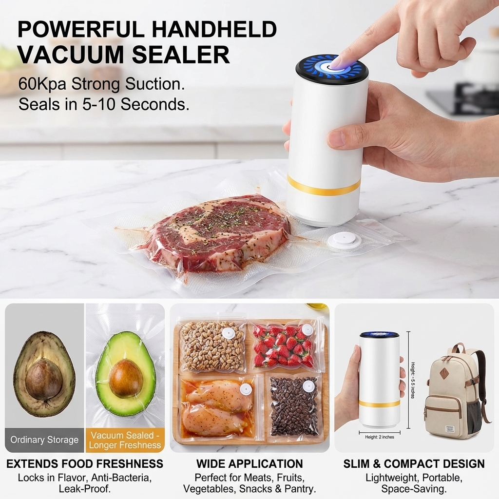 Mini Electric Air Pump Rechargeable for Food Fresh-Keeping Vacuum Sealed Bag Storage Bag Automatic Vacuum Compression Machine