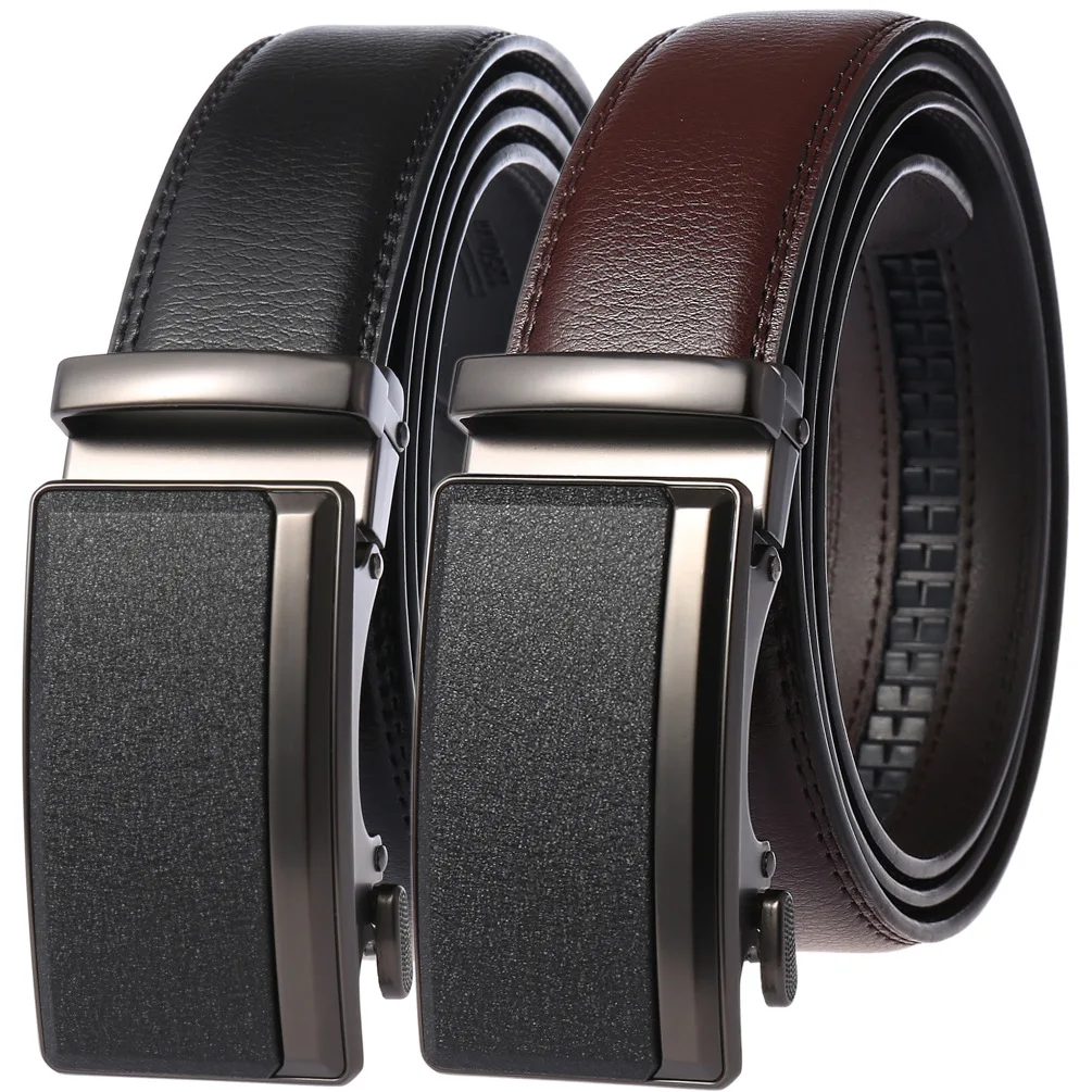 Herren-Ledergürtel, modisch, automatische Schnalle, Rindsleder, Herrengürtel, Luxus-Designer, Schwarz, Braun, 3,5 cm