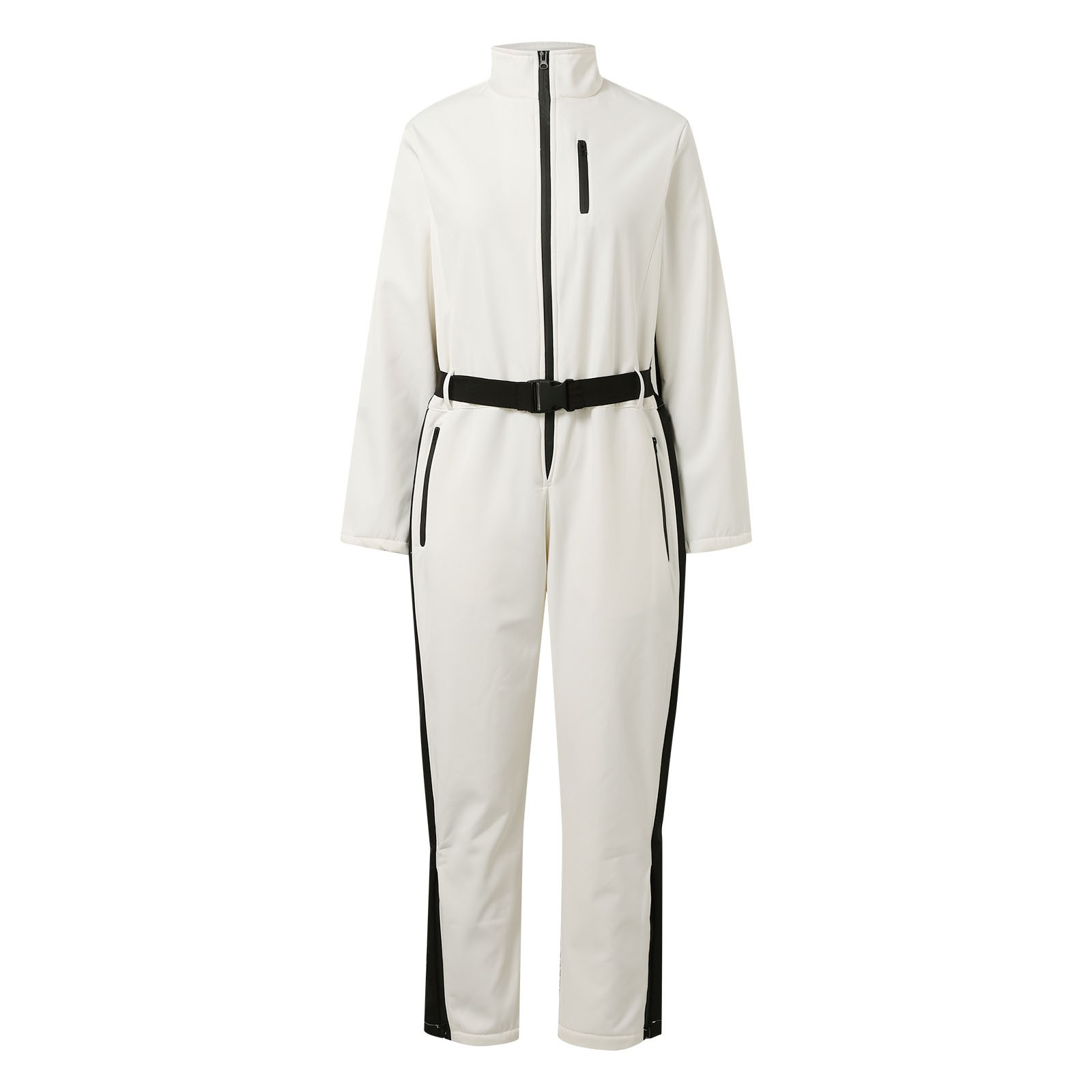 女性用ジッパー付き防水ジャンプスーツ,スキースーツ,アウトドアスポーツ用ジャンプスーツ,ベルト付きスリムパッチワークスノーボード,1ピース,冬のファッション