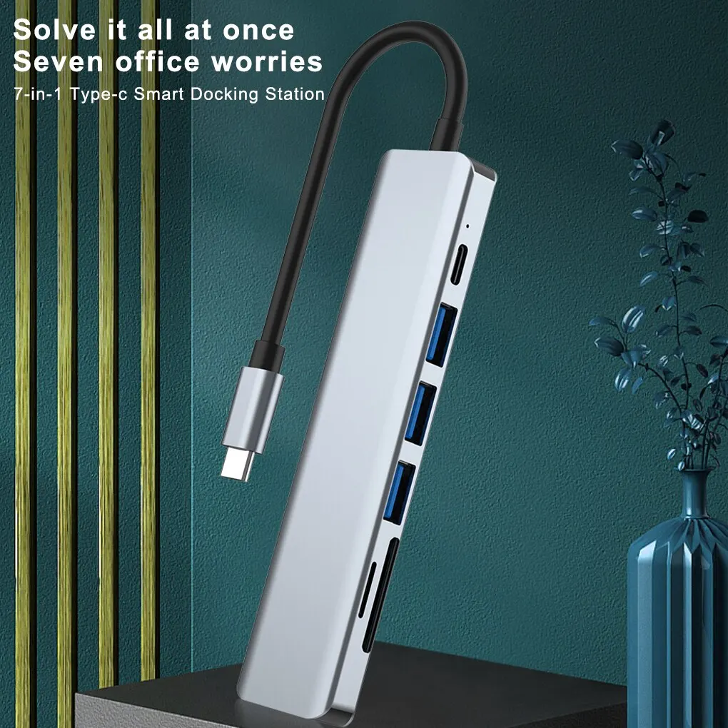 7 In 1 Type C Usb Hub Seven In One Type C 4k 30hz Usb Splitter Supports All Type C Channel Computers To Usb Compatible With Hdmi