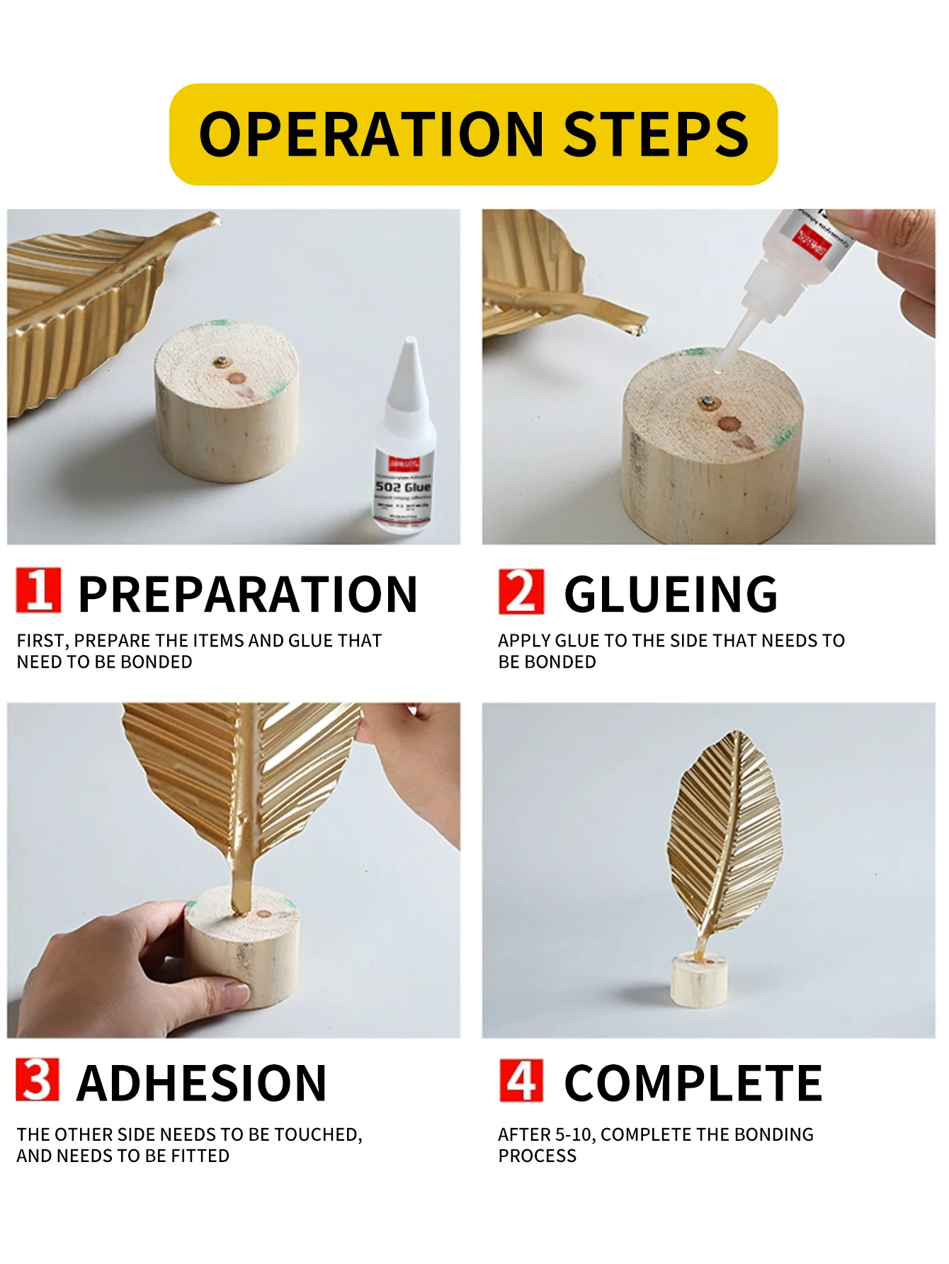 LOOLIFL 502 Super Glue Adhésif cyanoacrylate instantané à séchage rapide Cuir Caoutchouc Verre Bois Métal Colle liquide à forte adhérence, imperméable à l'eau, inodore, colle transparente, colle rapide universelle