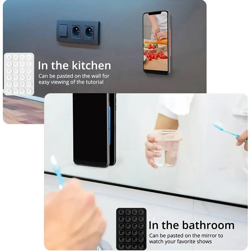 ซิลิโคนดูดที่วางโทรศัพท์ Mat ถ้วยดูดมัลติฟังก์ชั่น Wall Stand Square Anti-Slip Single-Sided Case Mount สติกเกอร์ด้านหลัง