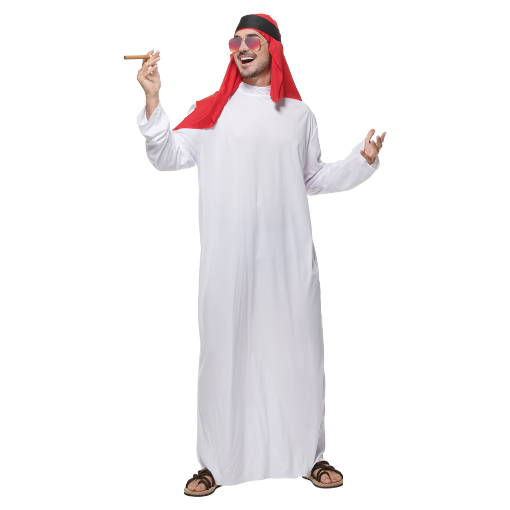 Adult Mens Arab Sheik Fancy Dress Costume Halloween Costume For Men Arabian Cosplay Props