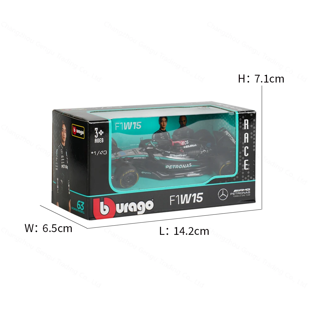 Bburago 1:43 Mercedes 2024 AMG W15 E Performance статическая имитация литья под давлением модель из сплава F1 гоночная формула автомобильные игрушки