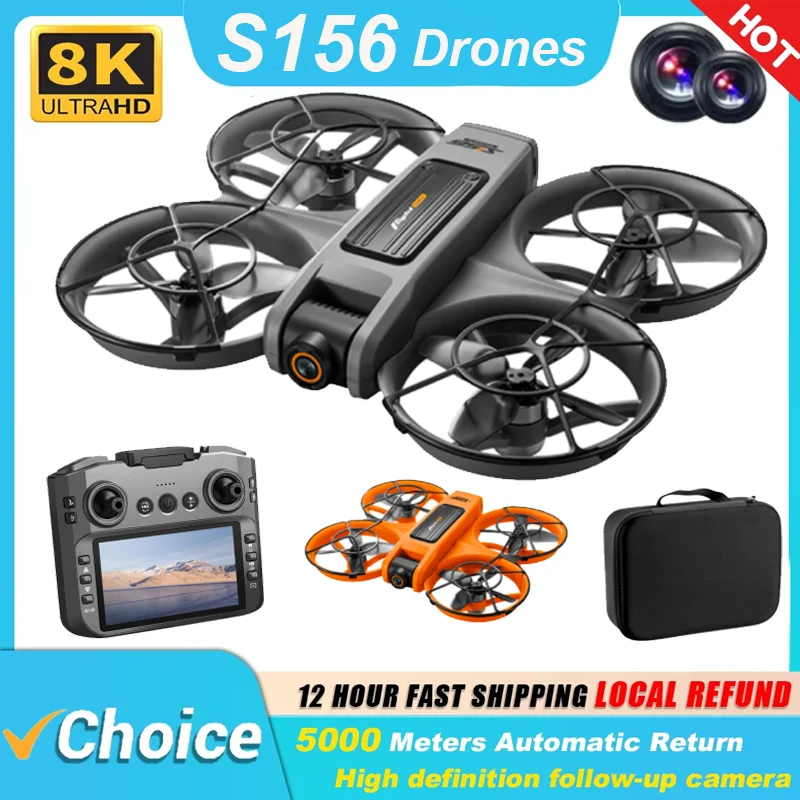 Nwe s156 mini drone 6k 8k câmera hd evitar obstáculos fotografia aérea motor sem escova dobrável rc quadcopter brinquedos para crianças presentes