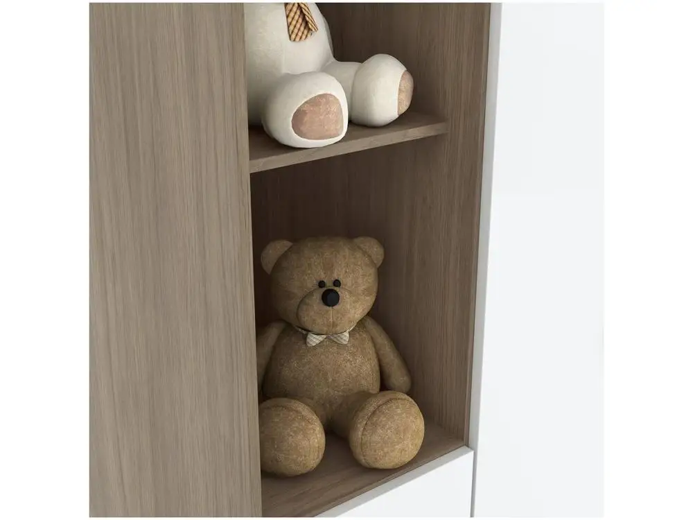 Quarto de Bebê Completo com Berço Cômoda e Guarda-roupa Henn Bala de Menta Rústico e Branco