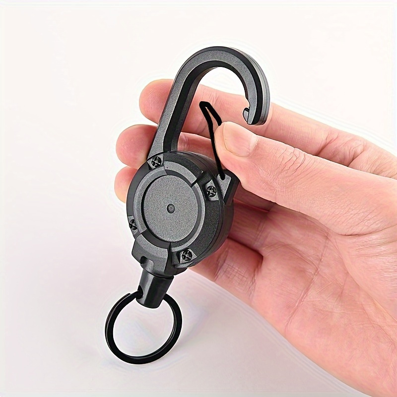 Retractable Heavy Duty Pull Reel Carabiner Key Chains Strong Steel Wire Rope Buckle Spring Key Ring Outdoor Sporty Keychain Tool