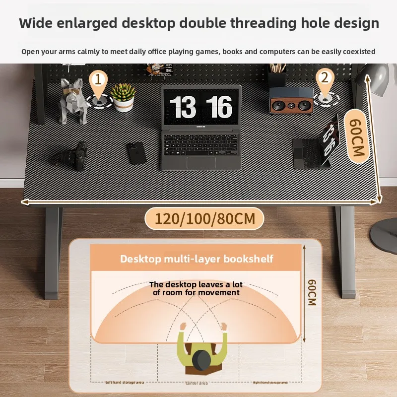 Computer desk Desktop with hole board Desk bookshelf Integrated table Bedroom Home office workbench