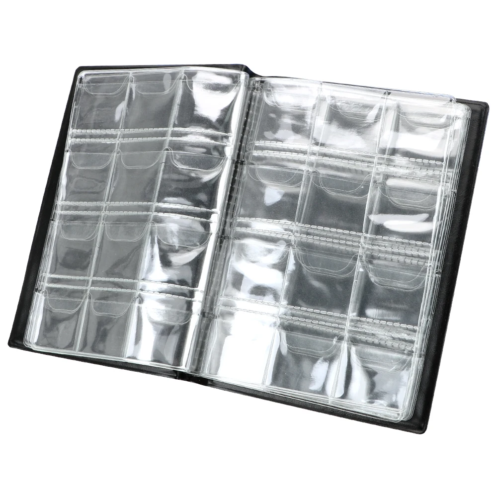 HWZXYXGS 120/60 กระเป๋าประดิษฐ์ PU หนังเหรียญคอลเลกชันอัลบั้มหนังสือเก็บเงินจัดเก็บกระเป๋า PVC ฟิล์ม