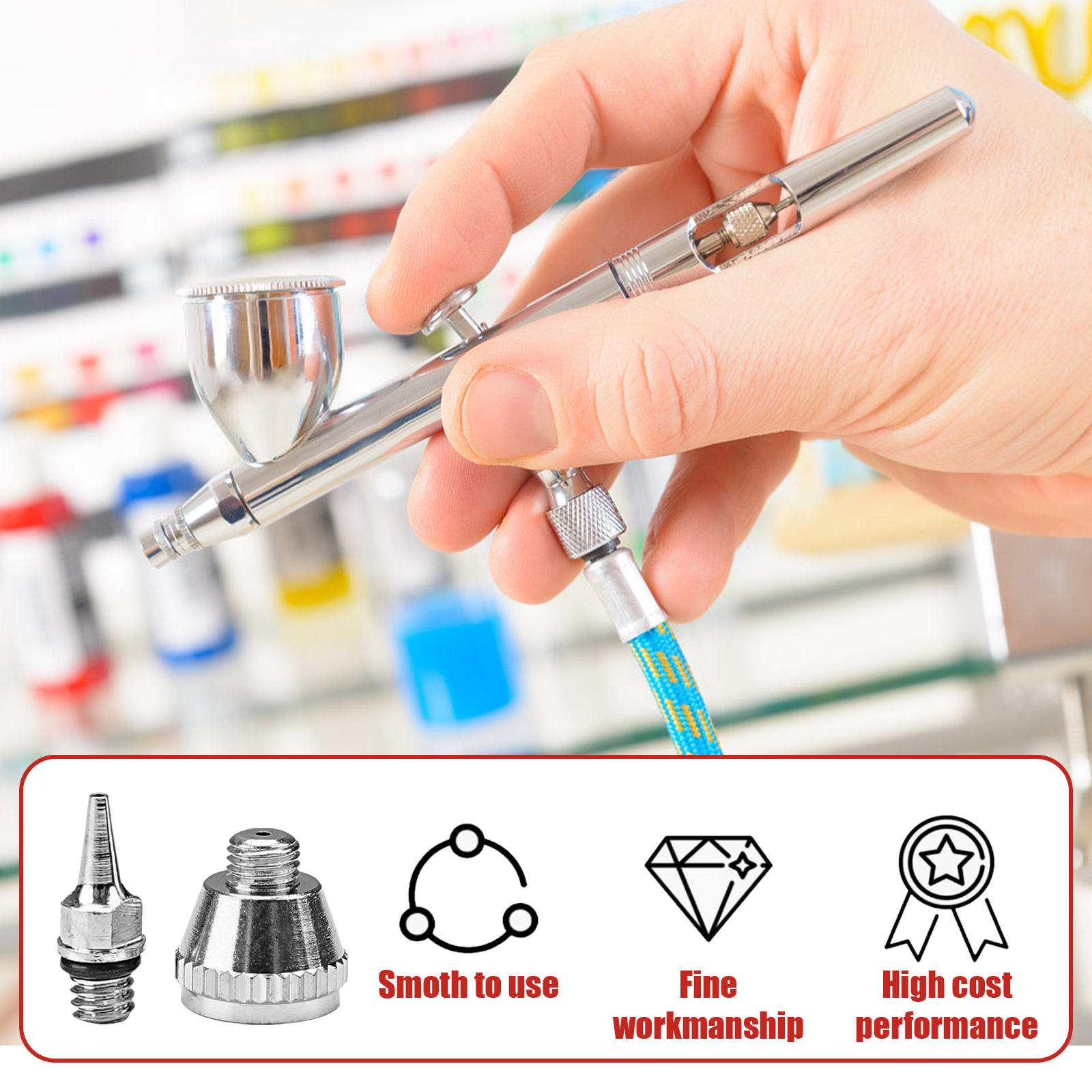 Set 3 0.2/0.3/0.5Mm Bình Bơm Phun Vòi Phun Kim Airbrushes Xịt Phun Sơn Phun Linh Kiện Thay Thế dụng Cụ Phụ Kiện