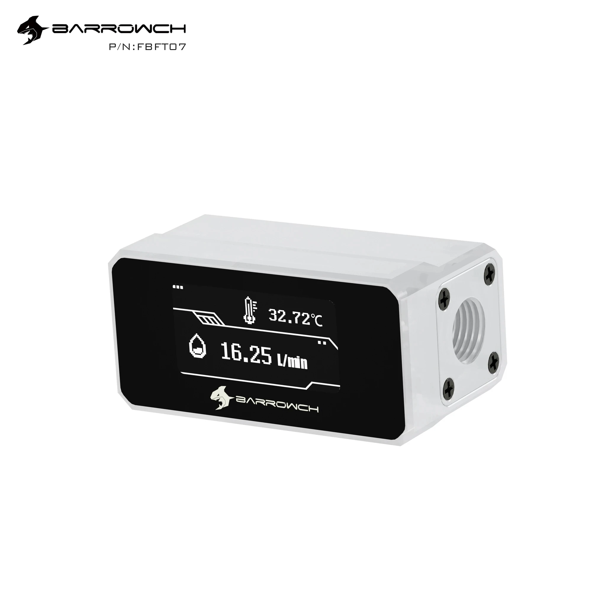 Barrowch Computer Digitalanzeige Wasserthermometer, Flüssigkeitsbau-Durchflussmesser-Systemmonitor, Hochtemperaturalarm-Wasserkühler