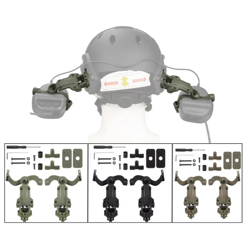 Shooting Headset Bracket Kit Multi-angle Rotation Helmet Rail Adapter Fit OPS Core ARC and Team Wendy M-LOK Rail Headphone Mount