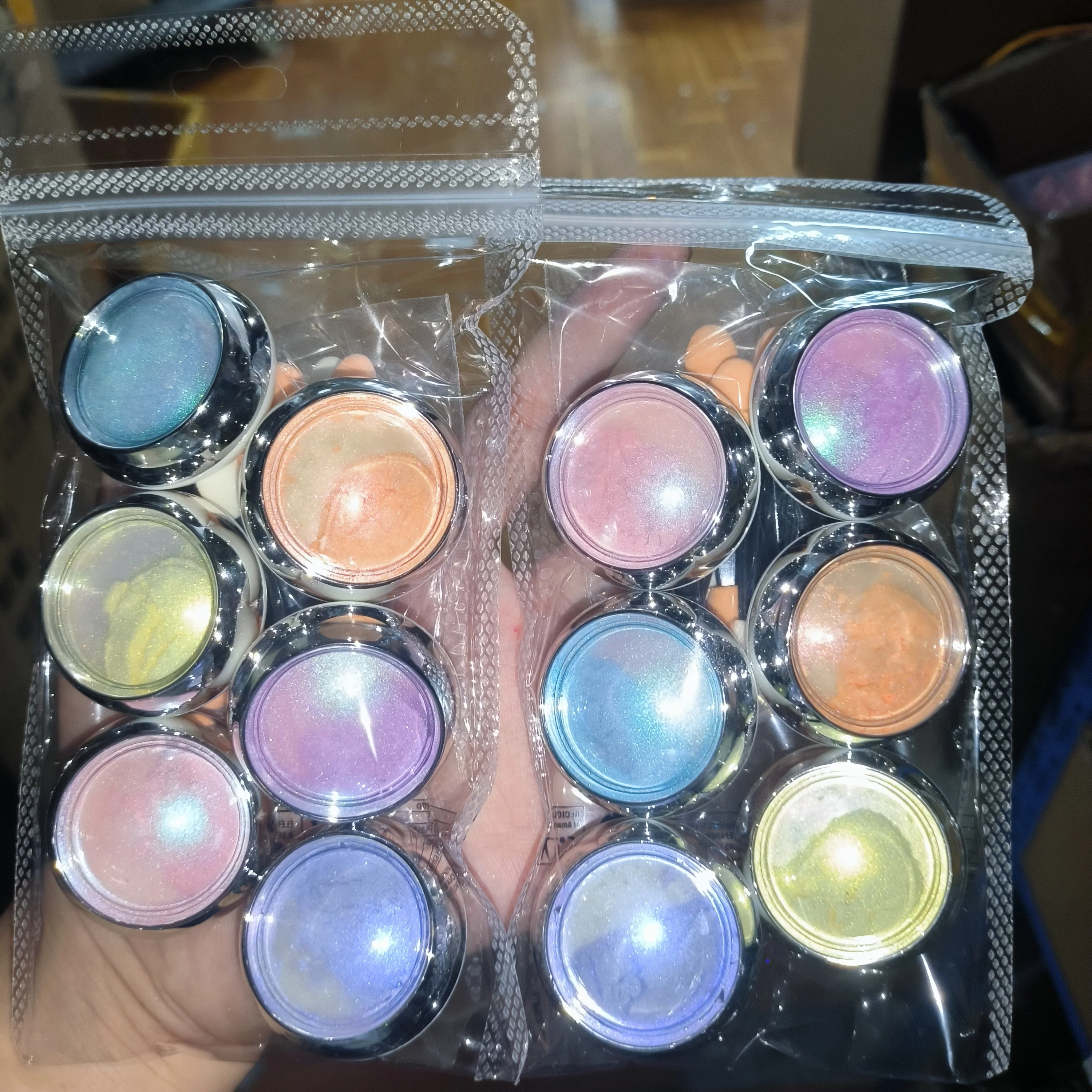 6 frascos/conjunto aurora sereia pó da arte do prego (com escovas) holográfico perolado cromo pigmento poeira camaleão diy suprimentos de unhas &