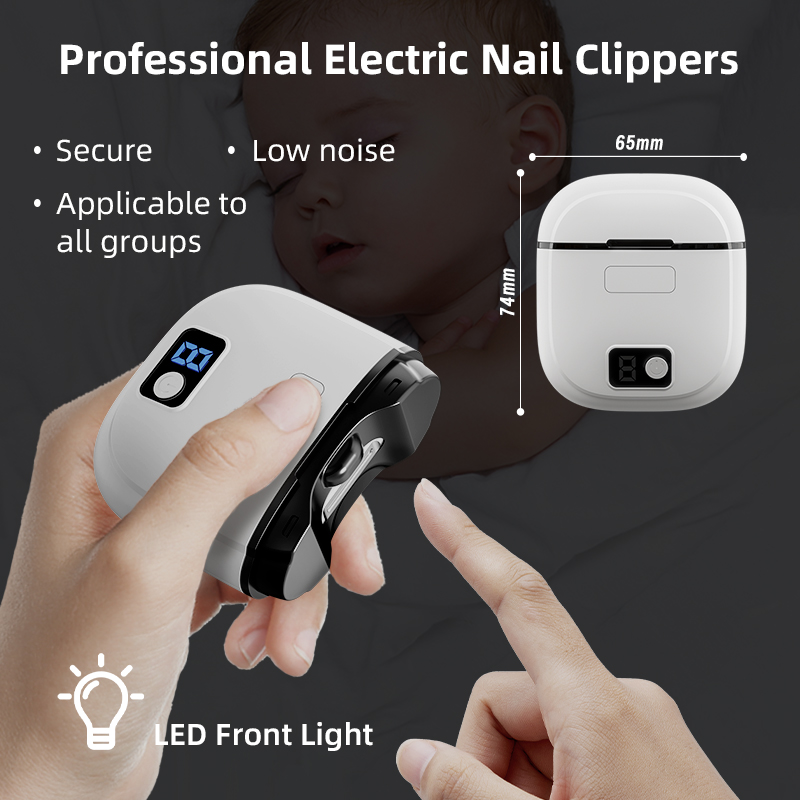 Cortador de unhas elétrico com 3 níveis de velocidade, cortador de unhas automático, armazenamento de clipe de unhas e luz LCD USB para adultos, idosos, bebês, crianças