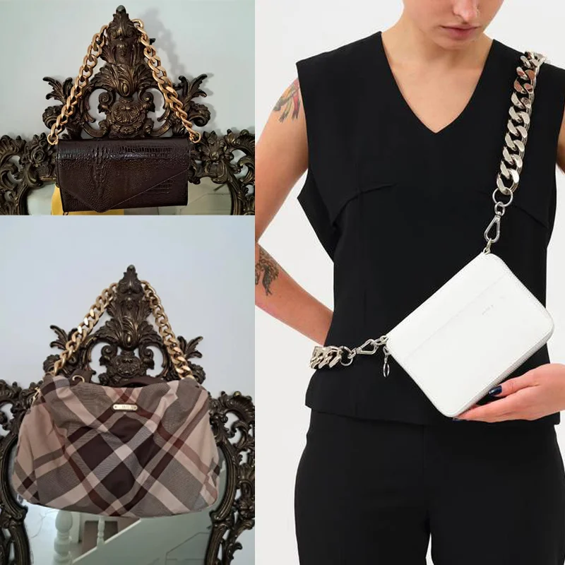 1PC High Quality Crossbody Shoulder Bag Metal Thick Chain Underarm Bag Shoulder Strap Decoration Extended Aluminum Chain