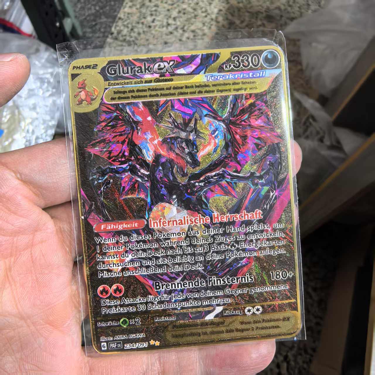 Pokemon-Metallkarten im Deutsch Terastal Pikachu Arceus Charizard DIY Trading Flash Card Anime Cartoon Geschenk