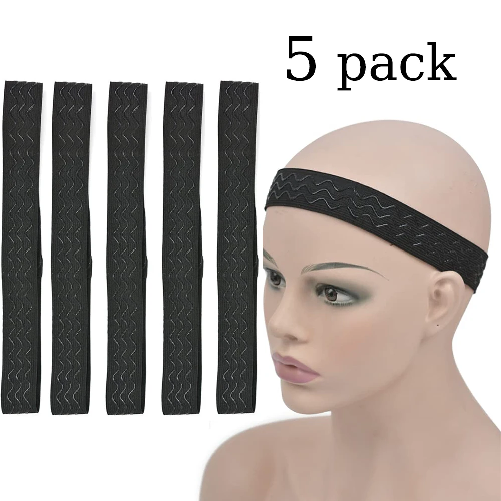 Diadema elástica ajustable para peluca de 3/5/10 Uds., banda de fijación antideslizante a prueba de pegamento, cinturón de agarre para el cabello de silicona en forma de onda antiadherente