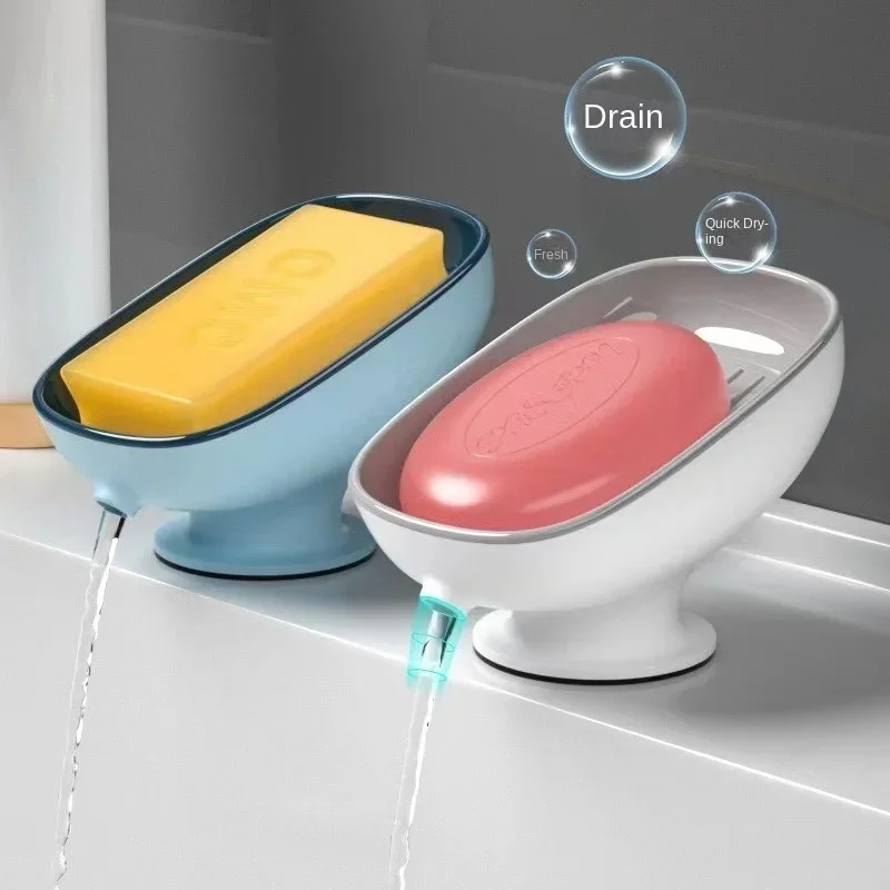 Jabonera con súper ventosa con drenaje de agua para baño, soporte para jabón, soporte para esponja de cocina, contenedor de jabón, suministros de baño
