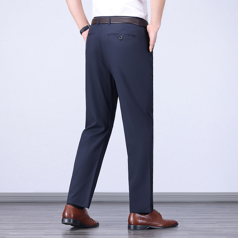Male Pants Stretch Solid Black Smart Casual Men's Trousers Office Quick Dry Suit Pants New Spring Autumn Korean Straight Pants