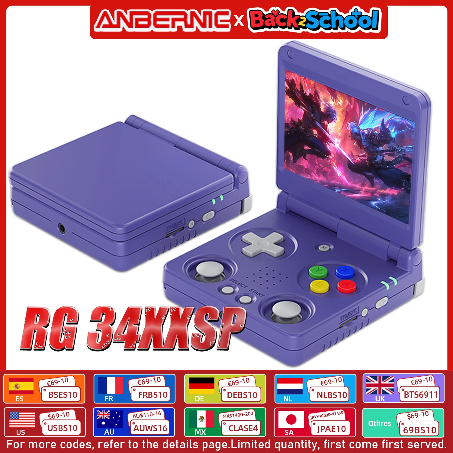 Anbernic RG34XXSP 3,4 pulgadas IPS Linux consola de juegos de 64 bits H700 quad-core LPDDR4 2GB reproductor de juegos Retro HD-conectar a TV RG 34XXSP