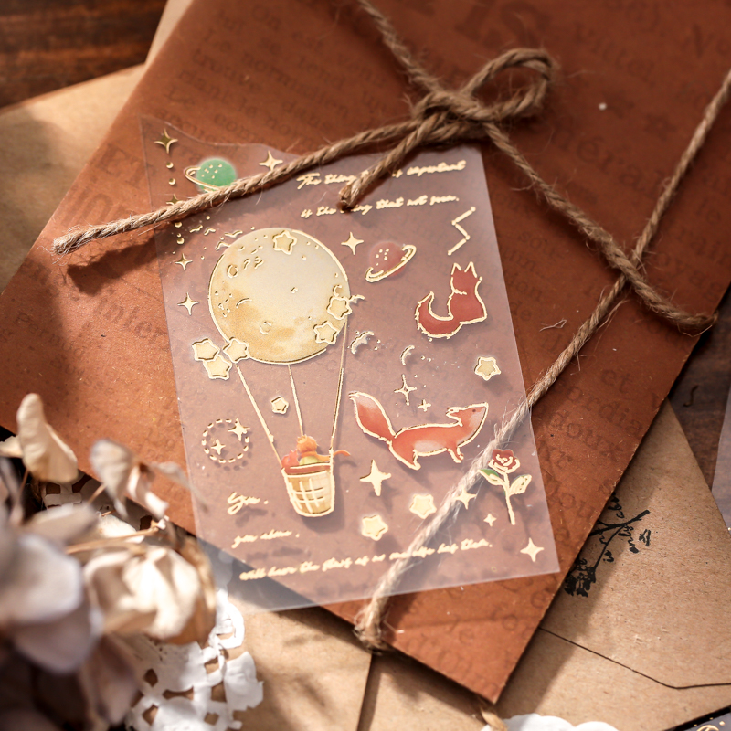 TZ 3 ชิ้น Rose สวย PVC สติกเกอร์ Little Prince Planet บัญชีมือวัสดุสุนทรียศาสตร์ตกแต่งเครื่องเขียนสติกเกอร์