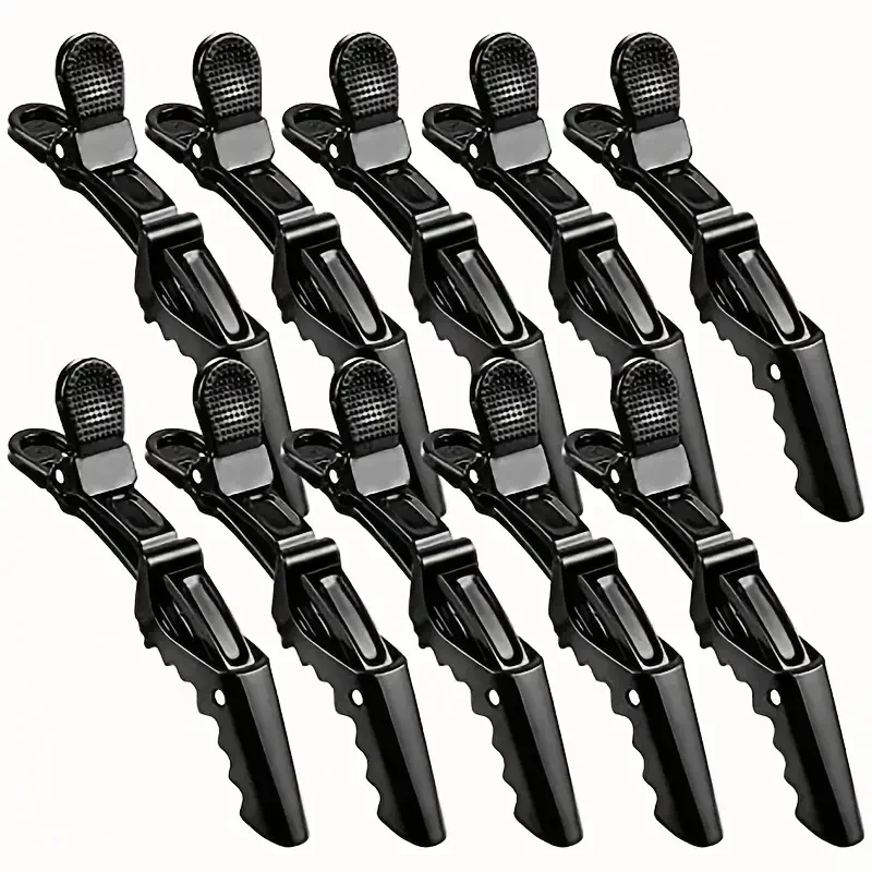 12 pinzas para el cabello para seccionar el peinado, diseño de dientes anchos, pinzas para el cabello de cocodrilo de salón profesional para posicionamiento y permanente