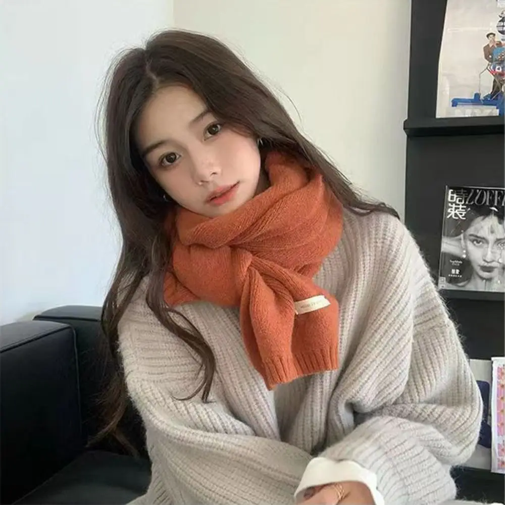 Bufanda de lana de punto para hombres y mujeres, sujetador térmico, calentador de cuello, forro polar sólido, mantiene el calor, engrosamiento, cubierta de cuello a prueba de viento, Invierno