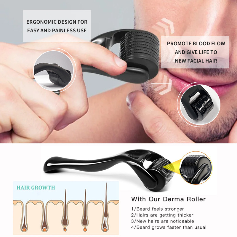 0.2-0.3mm Microneedle for Facial Body Hair Growth Derma Roller for Skin Beard 540 Needles Micro Face Roll Tool
