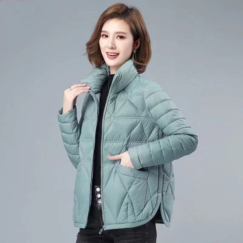 Veste en duvet de coton pour femme, manteau rembourré léger et Slim, grande taille, parka courte, nouvelle mode coréenne, printemps automne 2024
