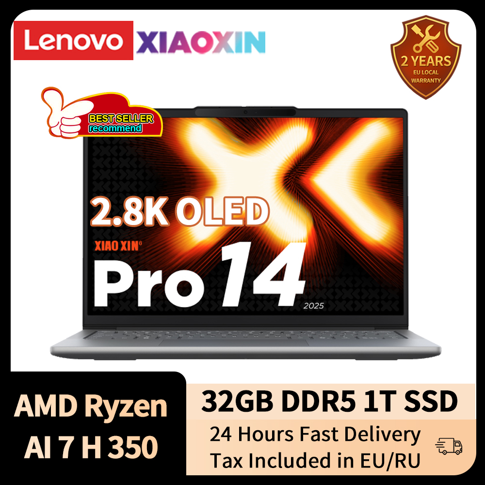 Lenovo Laptop Xiaoxin Pro14 Ryzen AI 7H 350 Radeon 860M Grafik RAM 32GB 1T SSD 14 Zoll 2,8K OLED 120Hz Bildschirm Notebook PC Neu
