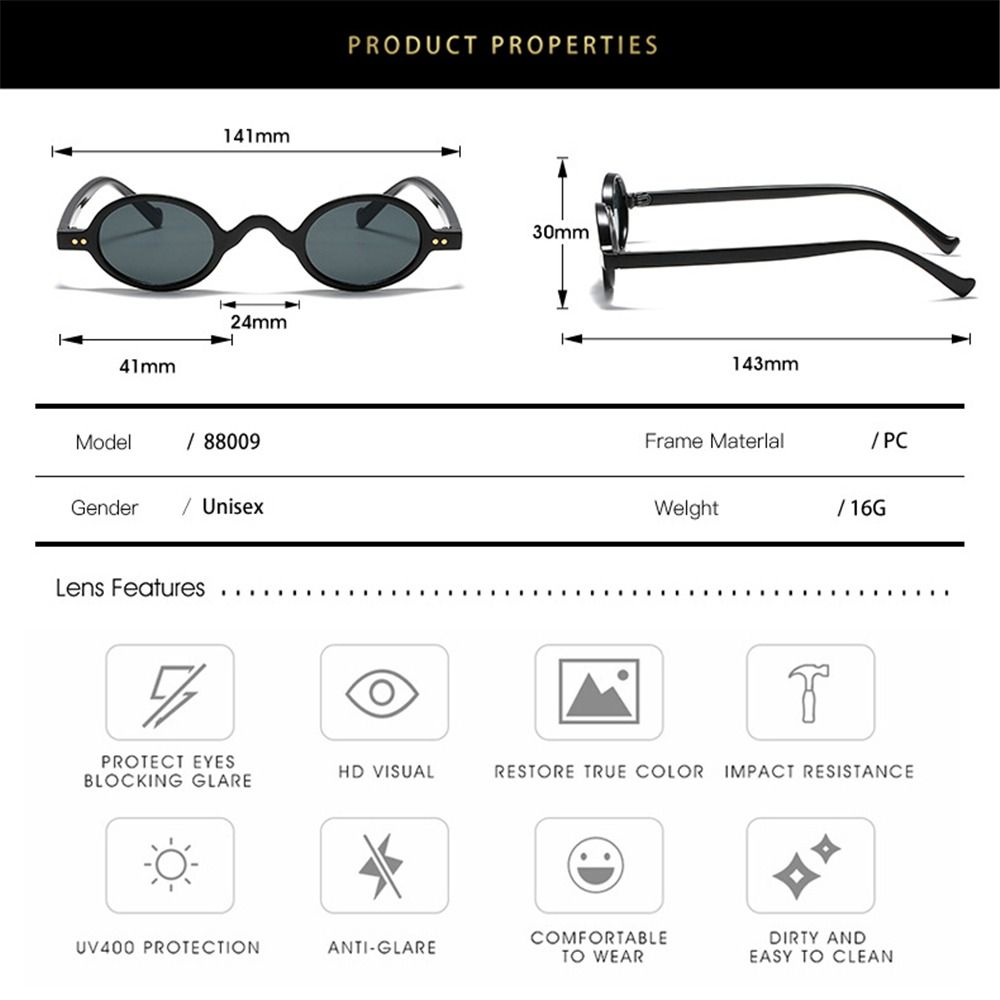 Gafas de sol redondas pequeñas para mujer, lentes de sol ovaladas estilo Hip Hop, Estilo Vintage Punk, UV400