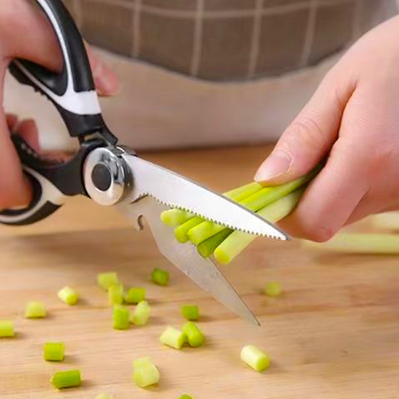 Scissors Stainless Steel Kitchen Household Bone Scissors Chicken Wings Fish Chopper Bottle Opener Clip Walnut Kitchen Tools