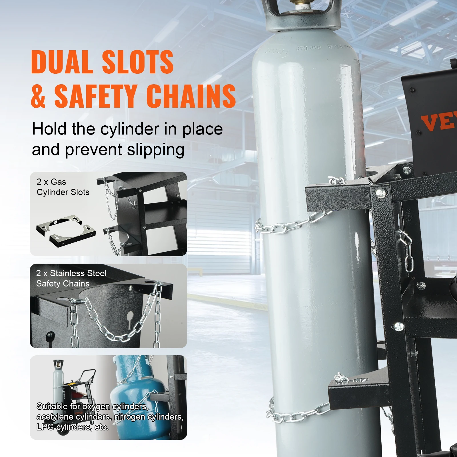 SucceBuy Welding Cart 3-Tier Welder Cart with Swivel Wheels Safety Chains Rolling Tank Storage for Plasma Cutter Welding Machine
