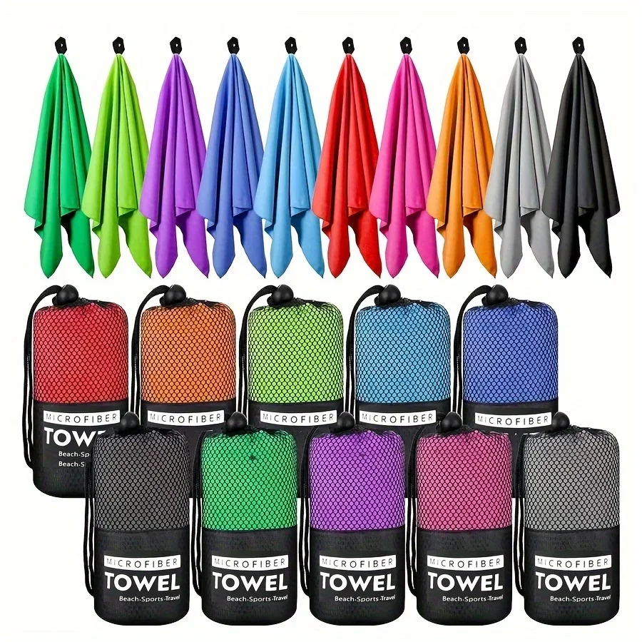 Toalha de viagem de microfibra 1-psc, toalha de secagem rápida super absorvente compacta leve l para praia, academia, piscina, banho, ioga
