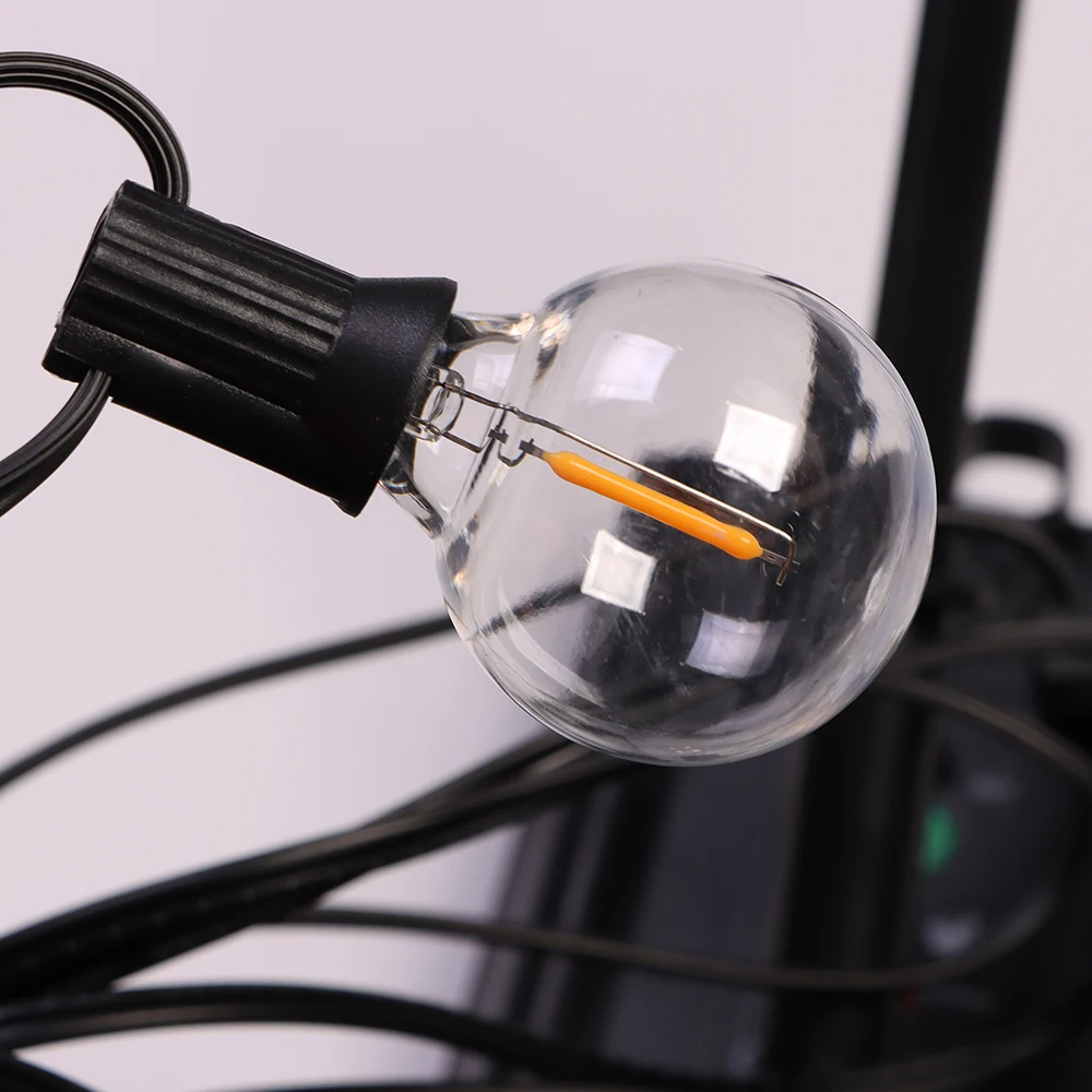 12M 30 LED G40 Luci a corda solari Luci da patio per esterni Luci a sospensione a globo impermeabili alimentate a energia solare e USB con infrangibile