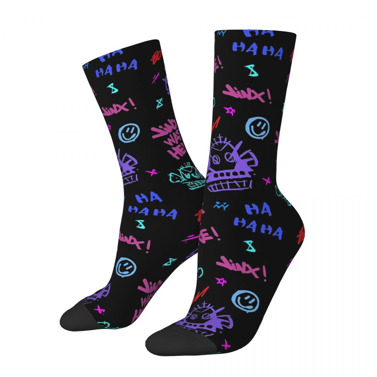 Ngộ Nghĩnh Điên Sock Dành Cho Nam Khỉ Jinx Hip Hop Harajuku Arcane LOL Happy Chất Lượng Hoa Văn In Hình Bé Trai Thủy Thủ Đoàn Sock Mới Lạ quà Tặng