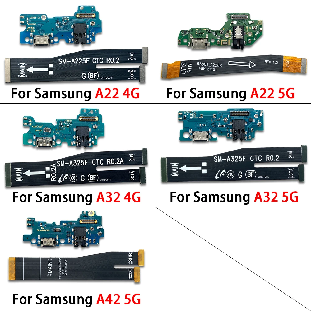 USB-док-коннектор, порт зарядки, гибкий кабель для Samsung A22 A32 A42 4G 5G A225F A226 A325F A336, плата зарядного устройства с микрофонным модулем